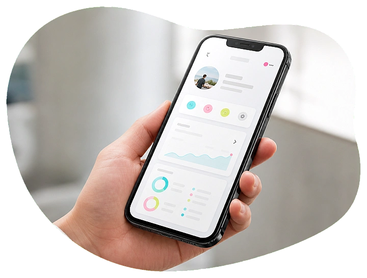 スマートフォンに表示されたアプリ画面